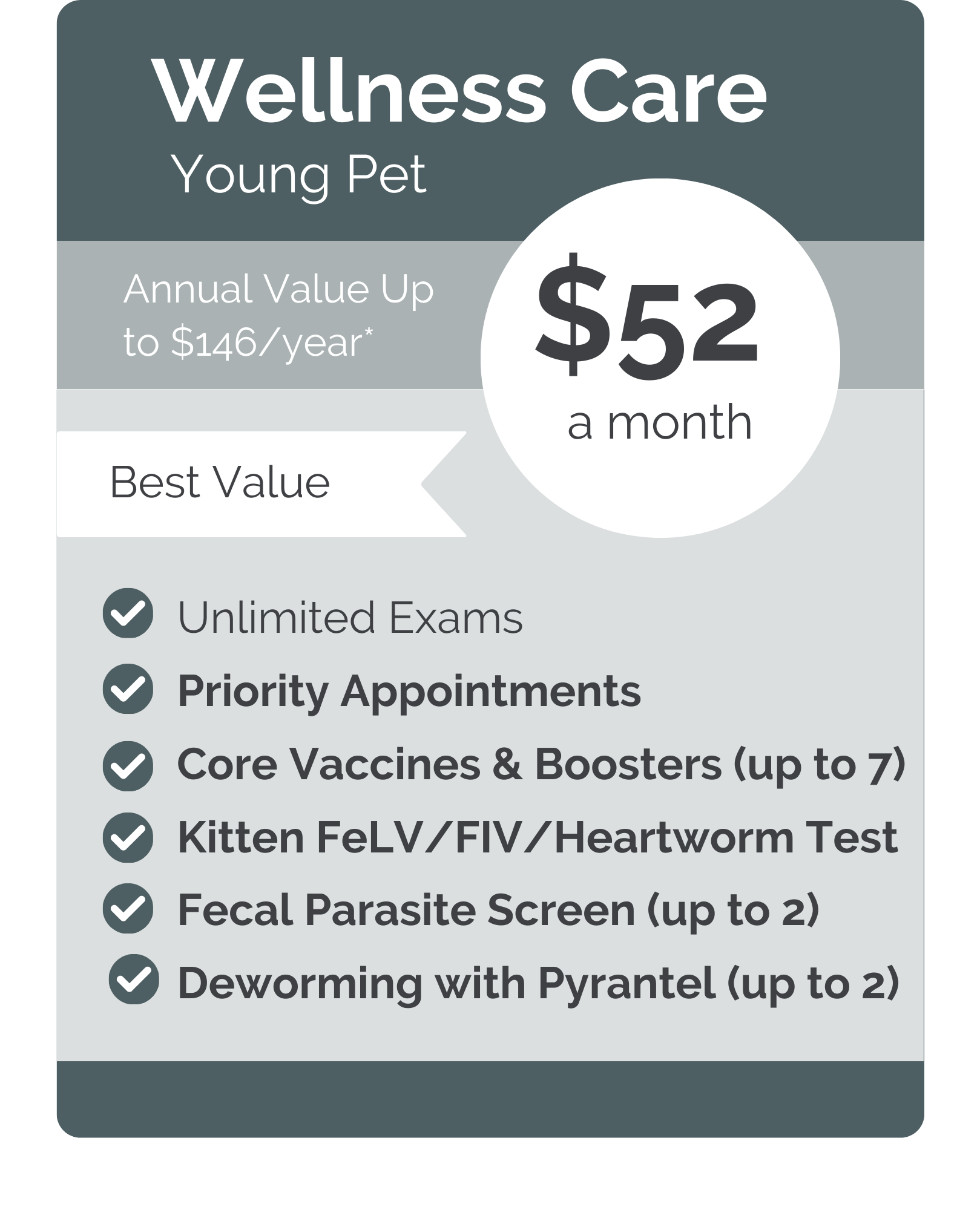 Roanoke AH VIPet pricing wellness Young Pet